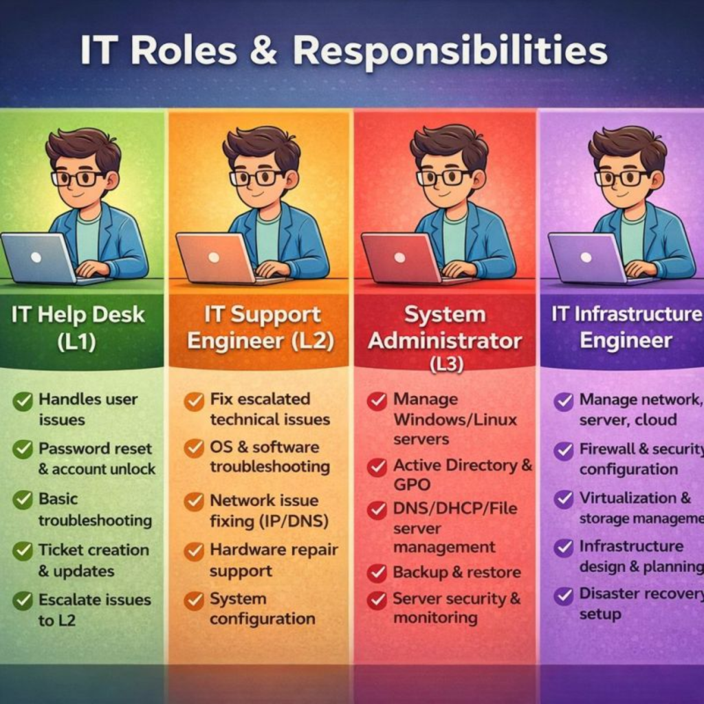 IT Roles & Responsibilities: From Help Desk to Infrastructure Engineer